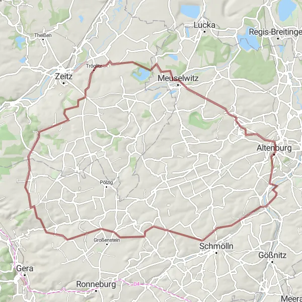 Map miniature of "Wildenbörten Loop" cycling inspiration in Thüringen, Germany. Generated by Tarmacs.app cycling route planner