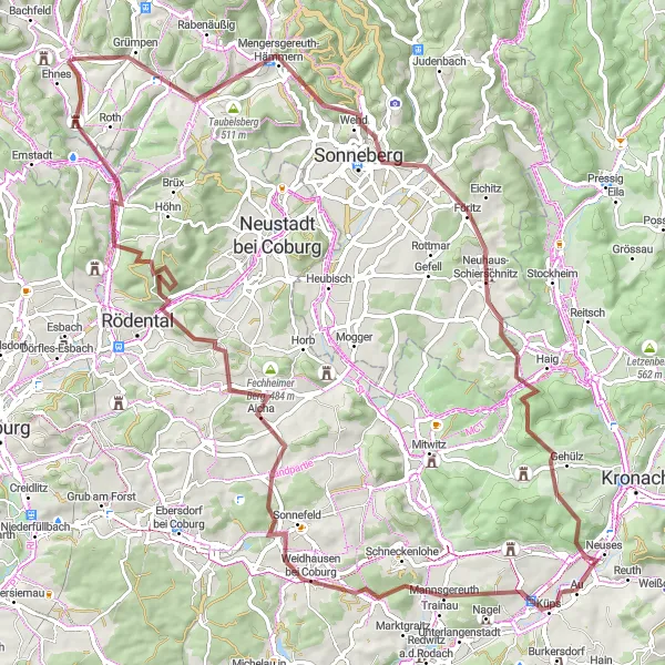 Map miniature of "The Ultimate Gravel Challenge: Conquering Thüringen" cycling inspiration in Thüringen, Germany. Generated by Tarmacs.app cycling route planner