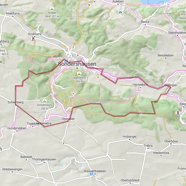 Map miniature of "Gravel Adventure" cycling inspiration in Thüringen, Germany. Generated by Tarmacs.app cycling route planner