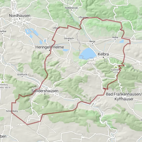 Map miniature of "Thuringian Hills Challenge" cycling inspiration in Thüringen, Germany. Generated by Tarmacs.app cycling route planner