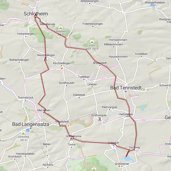 Map miniature of "Lehdenberg Circuit" cycling inspiration in Thüringen, Germany. Generated by Tarmacs.app cycling route planner