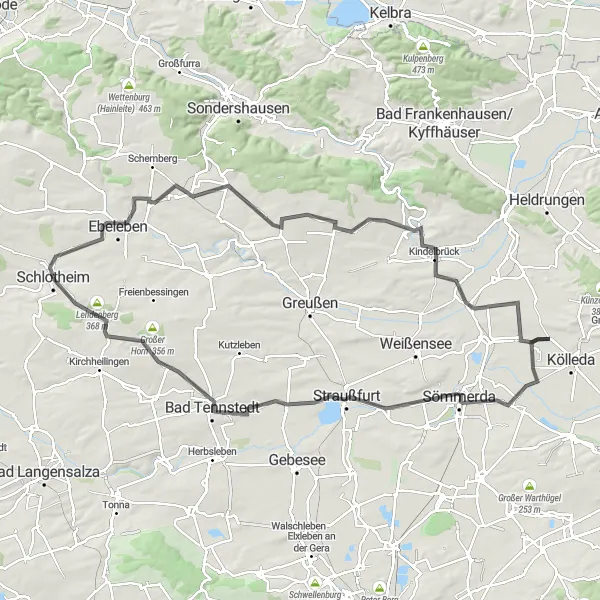 Karten-Miniaturansicht der Radinspiration "Erlebnisreiche Sömmerda-Tour" in Thüringen, Germany. Erstellt vom Tarmacs.app-Routenplaner für Radtouren