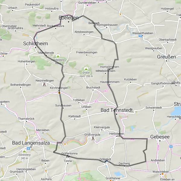 Karten-Miniaturansicht der Radinspiration "Burgen und Weinberge Tour" in Thüringen, Germany. Erstellt vom Tarmacs.app-Routenplaner für Radtouren