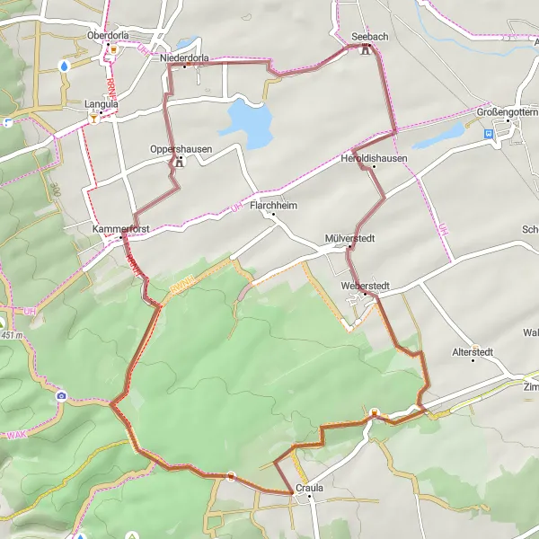 Karten-Miniaturansicht der Radinspiration "Entspannte Gravel-Tour durch die Natur" in Thüringen, Germany. Erstellt vom Tarmacs.app-Routenplaner für Radtouren