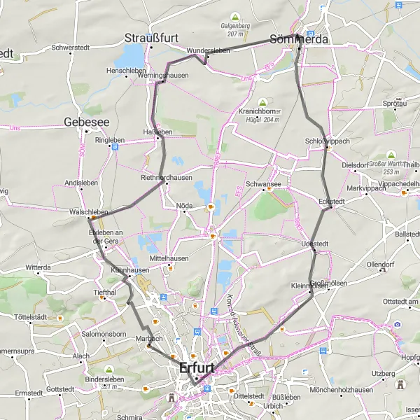 Map miniature of "Countryside Charms" cycling inspiration in Thüringen, Germany. Generated by Tarmacs.app cycling route planner