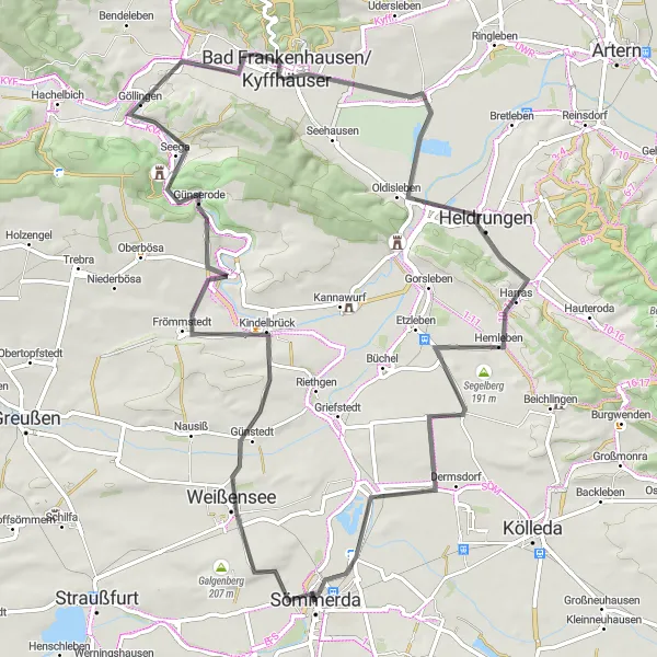 Karten-Miniaturansicht der Radinspiration "Tour entlang der Bilzingsleben-Route mit historischen Highlights" in Thüringen, Germany. Erstellt vom Tarmacs.app-Routenplaner für Radtouren