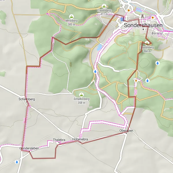 Karten-Miniaturansicht der Radinspiration "Westerberg Gravel Route" in Thüringen, Germany. Erstellt vom Tarmacs.app-Routenplaner für Radtouren