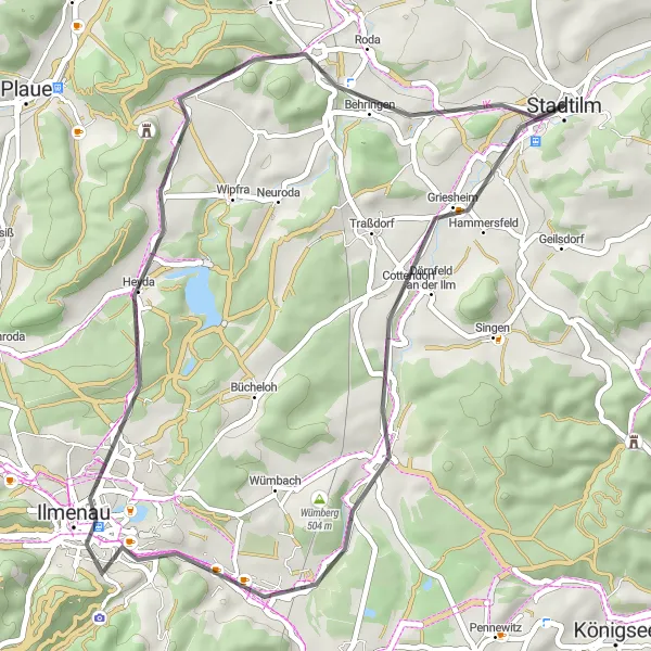 Karten-Miniaturansicht der Radinspiration "Buchberg und Ehrenberg Entdeckungstour" in Thüringen, Germany. Erstellt vom Tarmacs.app-Routenplaner für Radtouren