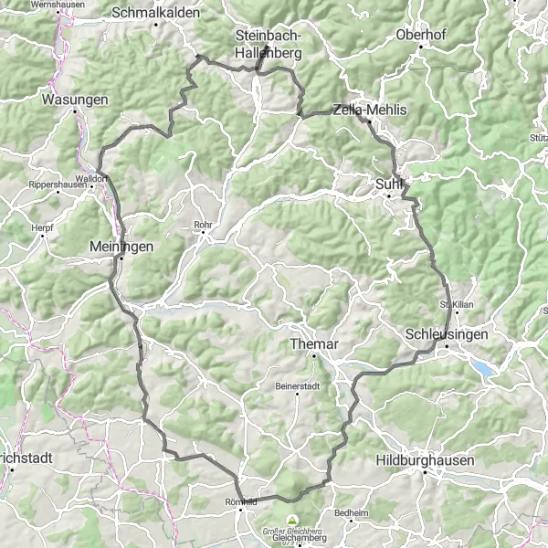 Karten-Miniaturansicht der Radinspiration "Panoramablick auf Thüringen" in Thüringen, Germany. Erstellt vom Tarmacs.app-Routenplaner für Radtouren