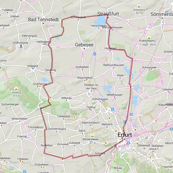 Map miniature of "The Gravel Adventure" cycling inspiration in Thüringen, Germany. Generated by Tarmacs.app cycling route planner