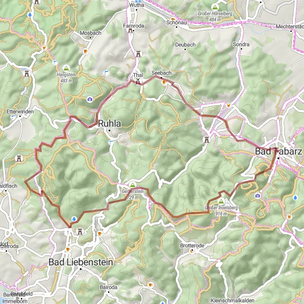 Karten-Miniaturansicht der Radinspiration "Kurze aber intensive Mountainbike-Tour durch Thüringen" in Thüringen, Germany. Erstellt vom Tarmacs.app-Routenplaner für Radtouren