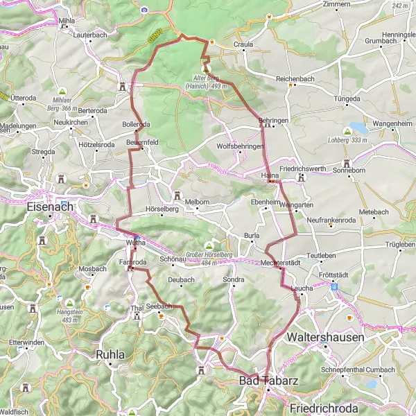 Karten-Miniaturansicht der Radinspiration "Gravel-Tour im Herzen Thüringens" in Thüringen, Germany. Erstellt vom Tarmacs.app-Routenplaner für Radtouren