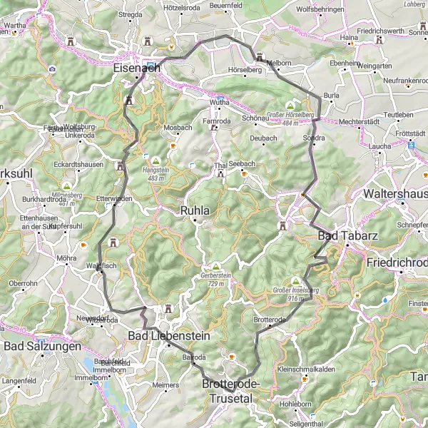 Karten-Miniaturansicht der Radinspiration "Kultur und Natur" in Thüringen, Germany. Erstellt vom Tarmacs.app-Routenplaner für Radtouren