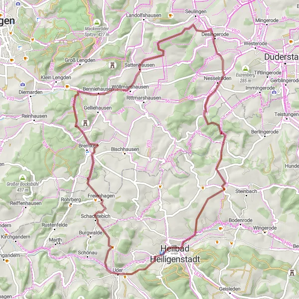 Karten-Miniaturansicht der Radinspiration "Gehlenberg-Runde" in Thüringen, Germany. Erstellt vom Tarmacs.app-Routenplaner für Radtouren