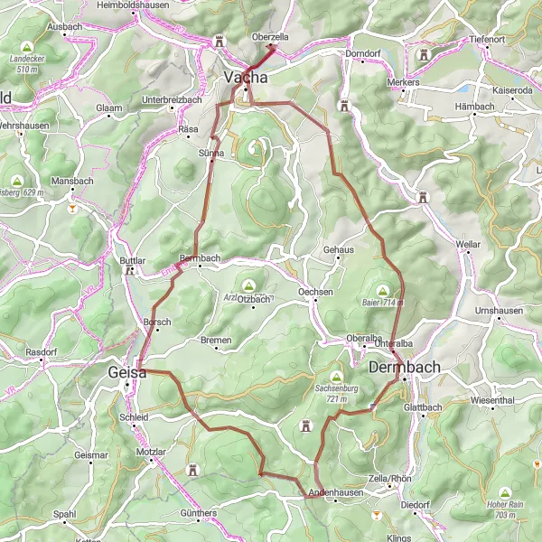 Map miniature of "Wendelstein Loop" cycling inspiration in Thüringen, Germany. Generated by Tarmacs.app cycling route planner