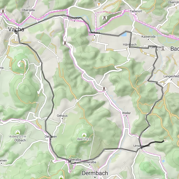 Map miniature of "Countryside Charm" cycling inspiration in Thüringen, Germany. Generated by Tarmacs.app cycling route planner