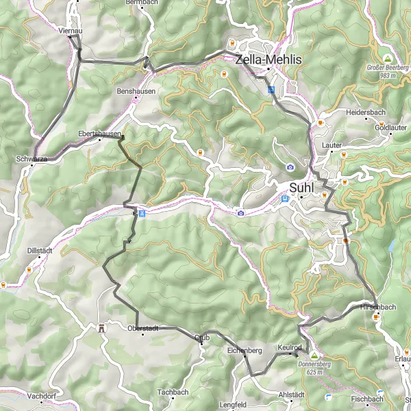 Karten-Miniaturansicht der Radinspiration "Rotebühl Rundweg" in Thüringen, Germany. Erstellt vom Tarmacs.app-Routenplaner für Radtouren