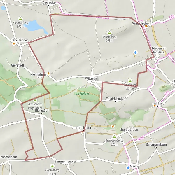 Karten-Miniaturansicht der Radinspiration "Kurze Gravel-Tour in Thüringen" in Thüringen, Germany. Erstellt vom Tarmacs.app-Routenplaner für Radtouren