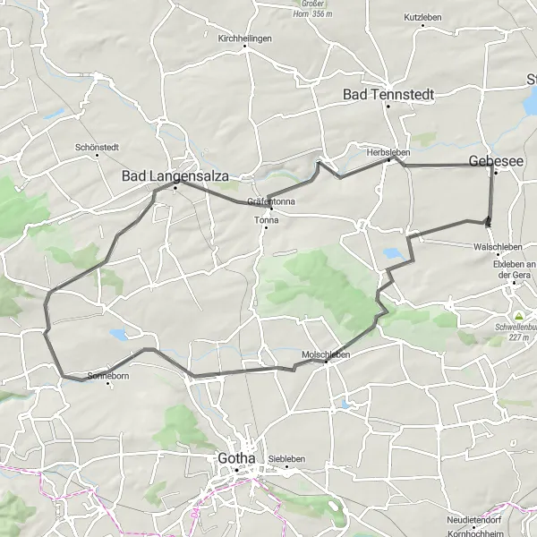 Karten-Miniaturansicht der Radinspiration "Rundtour um Walschleben" in Thüringen, Germany. Erstellt vom Tarmacs.app-Routenplaner für Radtouren