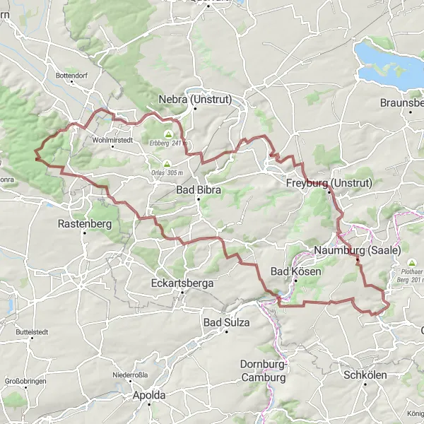 Map miniature of "Wiehe Gravel Ride" cycling inspiration in Thüringen, Germany. Generated by Tarmacs.app cycling route planner