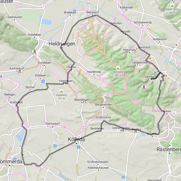 Map miniature of "Thuringian Hill Adventure" cycling inspiration in Thüringen, Germany. Generated by Tarmacs.app cycling route planner