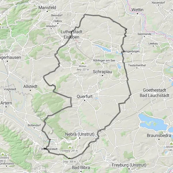 Map miniature of "The Scenic Road Adventure" cycling inspiration in Thüringen, Germany. Generated by Tarmacs.app cycling route planner