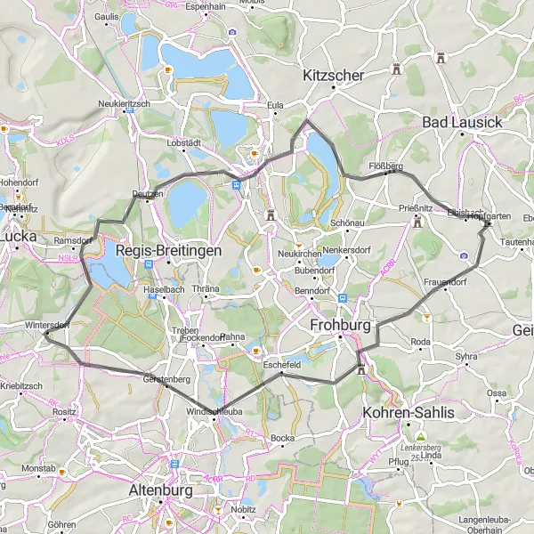 Map miniature of "Scenic Tour" cycling inspiration in Thüringen, Germany. Generated by Tarmacs.app cycling route planner