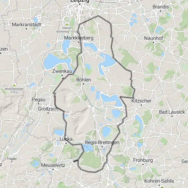 Map miniature of "Thüringen Adventure" cycling inspiration in Thüringen, Germany. Generated by Tarmacs.app cycling route planner