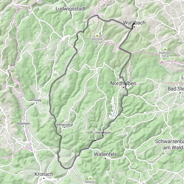 Map miniature of "Exploring the Schloßberg and the Thomasmühle" cycling inspiration in Thüringen, Germany. Generated by Tarmacs.app cycling route planner