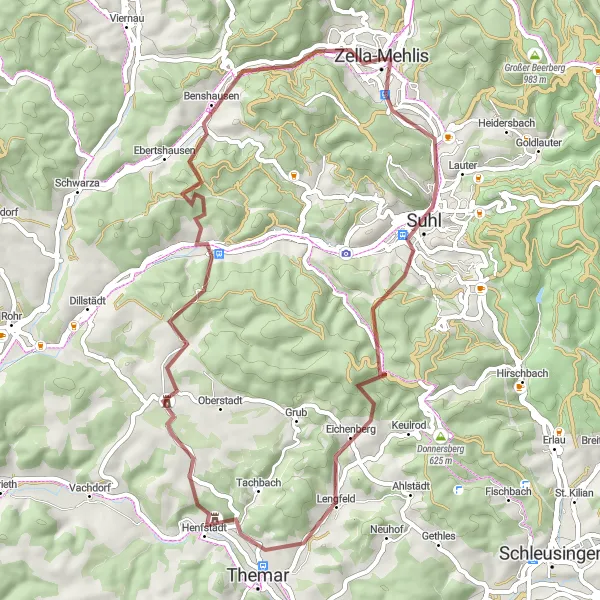 Map miniature of "Domberg - Schneeberg - Erlebnispark Meeresaquarium Round-trip" cycling inspiration in Thüringen, Germany. Generated by Tarmacs.app cycling route planner