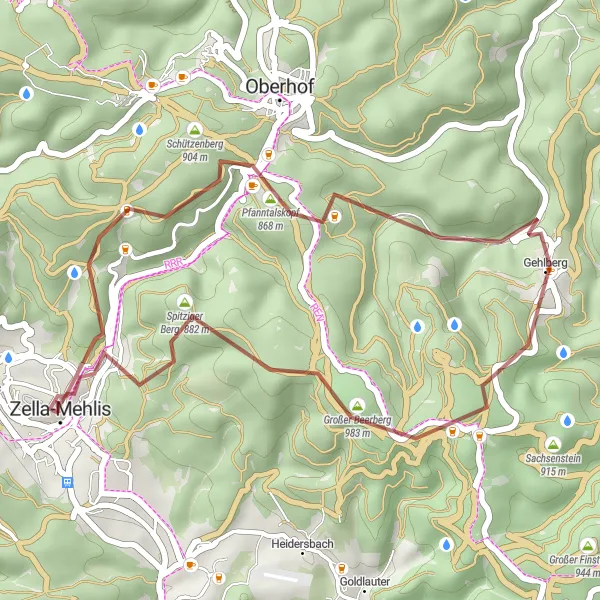 Karten-Miniaturansicht der Radinspiration "Gravel Tour um Zella-Mehlis" in Thüringen, Germany. Erstellt vom Tarmacs.app-Routenplaner für Radtouren