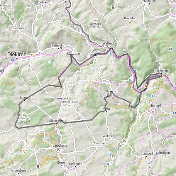 Map miniature of "Wallendorf Adventure" cycling inspiration in Trier, Germany. Generated by Tarmacs.app cycling route planner