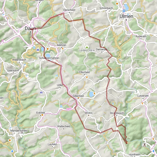 Map miniature of "Daun and the Firmerich" cycling inspiration in Trier, Germany. Generated by Tarmacs.app cycling route planner