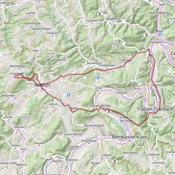 Map miniature of "Enkirch Countryside Gravel Adventure" cycling inspiration in Trier, Germany. Generated by Tarmacs.app cycling route planner