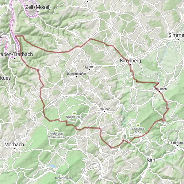 Map miniature of "Epic Gravel Adventure through Eifel" cycling inspiration in Trier, Germany. Generated by Tarmacs.app cycling route planner