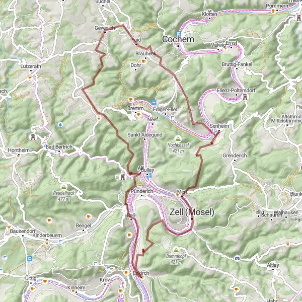 Karten-Miniaturansicht der Radinspiration "Adventurous Gravel Circuit" in Trier, Germany. Erstellt vom Tarmacs.app-Routenplaner für Radtouren