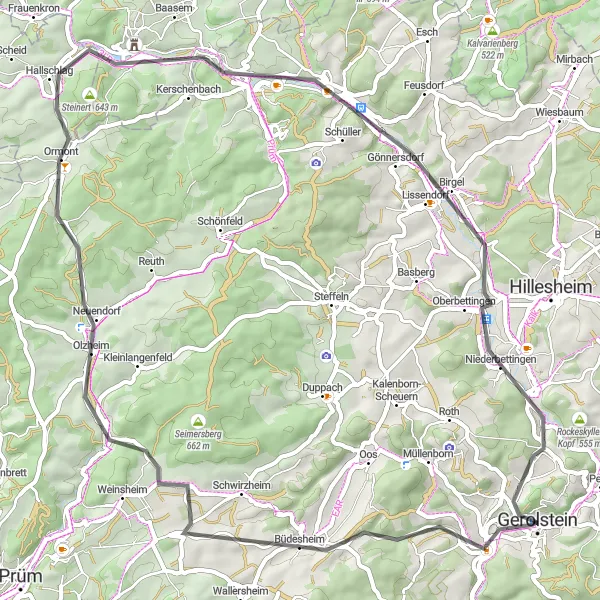 Map miniature of "Road Cycling Adventure" cycling inspiration in Trier, Germany. Generated by Tarmacs.app cycling route planner