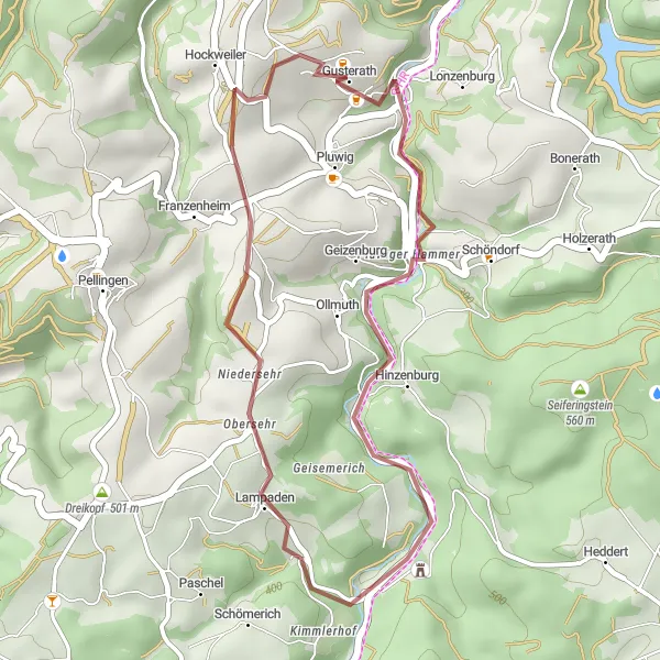 Karten-Miniaturansicht der Radinspiration "Entdecke die Natur auf dem Gravelbike" in Trier, Germany. Erstellt vom Tarmacs.app-Routenplaner für Radtouren