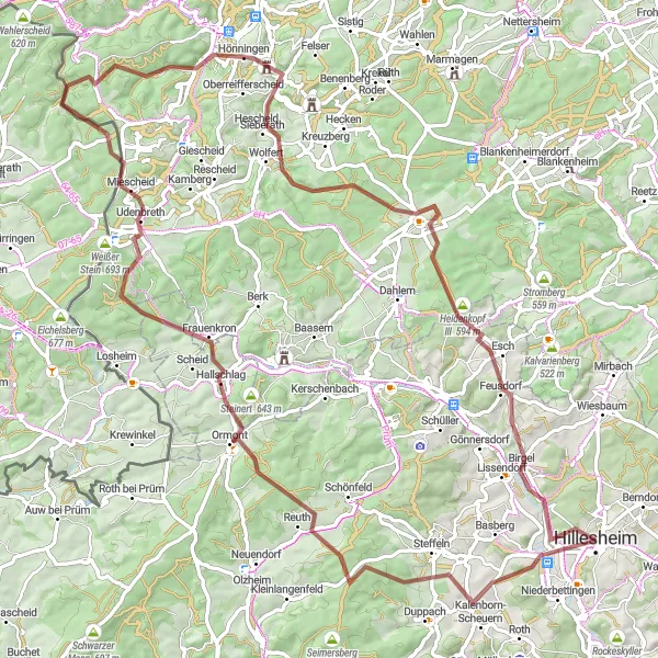 Map miniature of "Gravel Adventure through the Eifel" cycling inspiration in Trier, Germany. Generated by Tarmacs.app cycling route planner