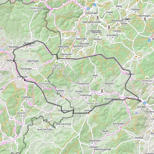 Karten-Miniaturansicht der Radinspiration "Eifelhöhenroute" in Trier, Germany. Erstellt vom Tarmacs.app-Routenplaner für Radtouren