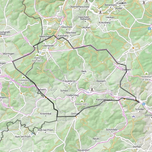 Karten-Miniaturansicht der Radinspiration "Rundtour von Jünkerath" in Trier, Germany. Erstellt vom Tarmacs.app-Routenplaner für Radtouren