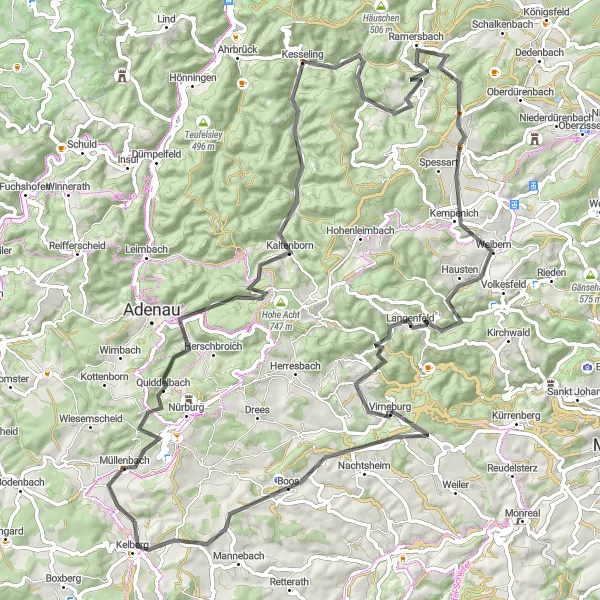 Karten-Miniaturansicht der Radinspiration "Acht + Hohe Acht Runde" in Trier, Germany. Erstellt vom Tarmacs.app-Routenplaner für Radtouren