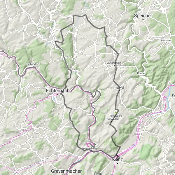 Karten-Miniaturansicht der Radinspiration "Radtour durch die Region Trier" in Trier, Germany. Erstellt vom Tarmacs.app-Routenplaner für Radtouren
