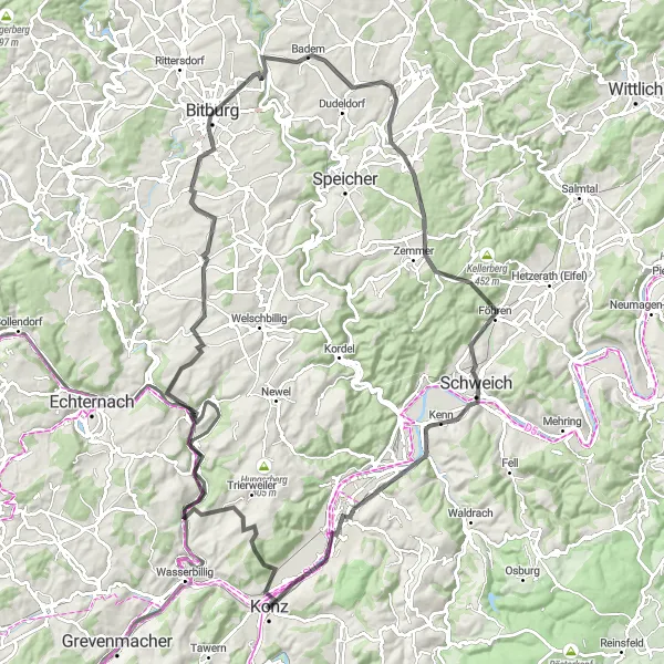 Karten-Miniaturansicht der Radinspiration "Weinberge und Kultur entlang der Mosel" in Trier, Germany. Erstellt vom Tarmacs.app-Routenplaner für Radtouren