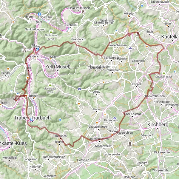 Karten-Miniaturansicht der Radinspiration "Gravel-Tour durch die Moselschleife" in Trier, Germany. Erstellt vom Tarmacs.app-Routenplaner für Radtouren