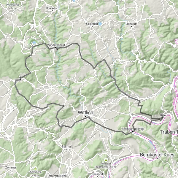 Karten-Miniaturansicht der Radinspiration "Roadtour zu historischen Sehenswürdigkeiten" in Trier, Germany. Erstellt vom Tarmacs.app-Routenplaner für Radtouren