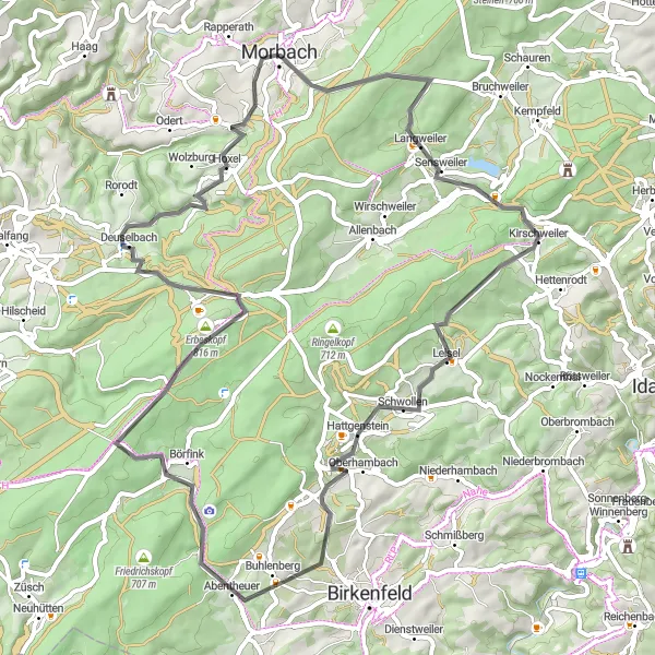 Map miniature of "Rural Delights and Serenity" cycling inspiration in Trier, Germany. Generated by Tarmacs.app cycling route planner