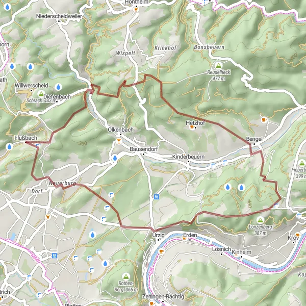 Karten-Miniaturansicht der Radinspiration "Kurze Gravelbike-Runde durch die Eifel" in Trier, Germany. Erstellt vom Tarmacs.app-Routenplaner für Radtouren