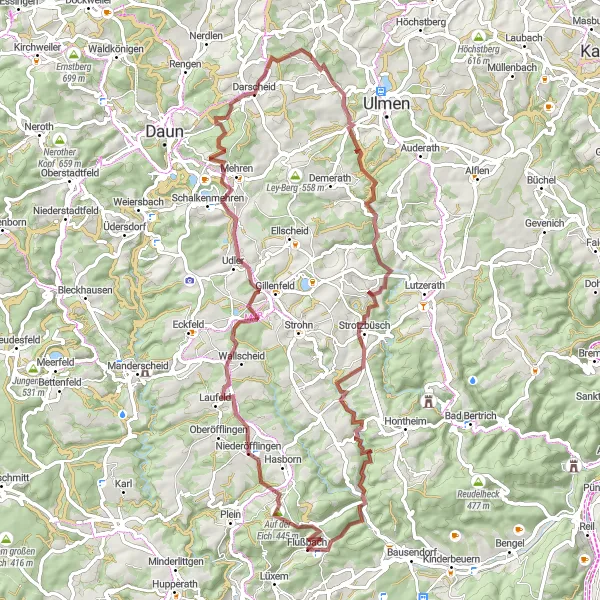 Map miniature of "The Scenic Countryside Ride" cycling inspiration in Trier, Germany. Generated by Tarmacs.app cycling route planner