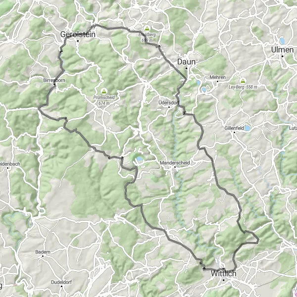 Map miniature of "Valley Explorer" cycling inspiration in Trier, Germany. Generated by Tarmacs.app cycling route planner